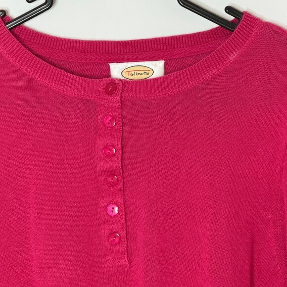 Talbots Linen Cotton Blend Long Sleeve Knit Lightweight Sweater Pink XL VIntage - Picture 4 of 8